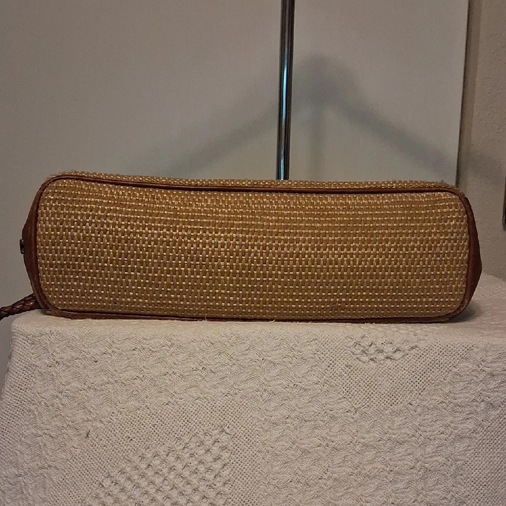 Etienne Aigner Woven Leather Tote Bag Tan Brown Vintage Classic - Picture 11 of 11
